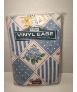 Vinyl Flannel Back Tablecloth 52&quot;x90&quot; Floral Print Durable NEW SEALED PA... - $371.47 MXN