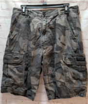 Wrangler black gray camo men&#39;s 32 cargo shorts cotton - £11.67 GBP