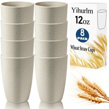 Wheat Straw Cups,8 Pcs Unbreakable Drinking Cup,12 Oz Plastic Cups Reusable,Whea - £18.85 GBP