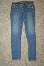 Womens Jeans American Eagle Skinny Stretch Straight Blue Denim Jeans-size 2 - £10.90 GBP