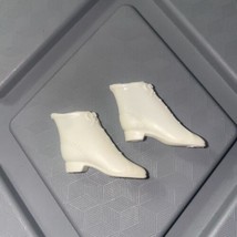 Barbie Francie Squishy Japan White Ankle Go Go Lace Up Boots Booties Shoes 1960s - £10.07 GBP