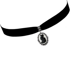 Victorian Vault Black Velvet Choker Gothic Steampunk Cat - $59.74