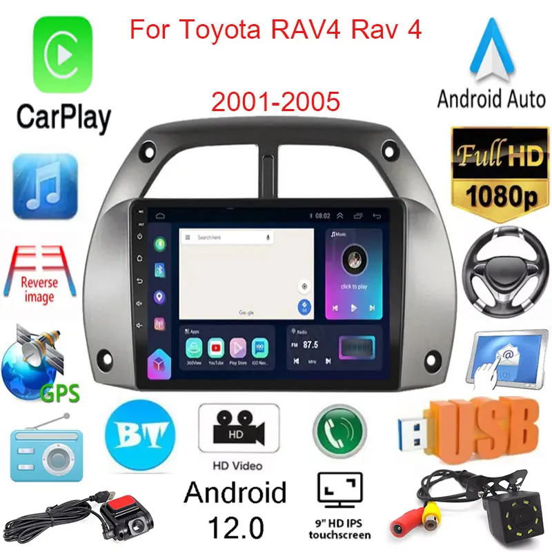 Android 12 for Toyota RAV4 Rav 4 2001 2002 2003 2004 2005 Car Radio Mult... - $105.25+