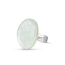 Cute and Vibrant Ocean Inspired Natural White Capiz Shell Circle Ring - £7.17 GBP