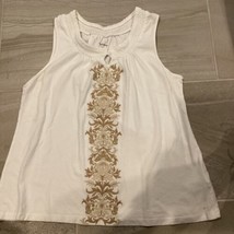 CROFT &amp; BARROW Women White Tank Top Size L Embroidered - $9.90
