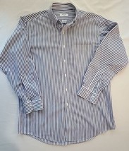 Brooks 346 Mens 15.5 33 Indigo White Stripe Long Sleeve Non Iron Button Up Shirt - £13.98 GBP