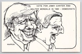 Jimmy Carter Vote for Carter &amp; Mondale 1980 Cartoon Artist Fahrion Postcard F30 - £7.82 GBP