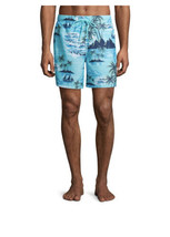 George Men&#39;s 6&quot; Novelty Swim Trunk with Tropical Island Motif - £10.98 GBP