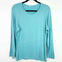 Carol Vee Solid Blue Long Sleeve Top Shirt Size Medium M Womens - $6.92