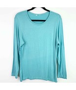 Carol Vee Solid Blue Long Sleeve Top Shirt Size Medium M Womens - £5.51 GBP