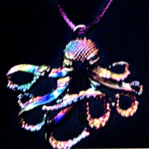 Sterling Silver Rainbow Chameleon Octopus Anodized Pendant Rope 18&quot; Necklace - £23.48 GBP