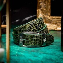 Emilio Genuine Exotic Alligator Belt Antique Green image 4