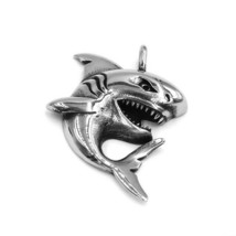 Great White Shark Necklace Stainless Steel Nautical Surf Style Fishing Pendant - £13.62 GBP