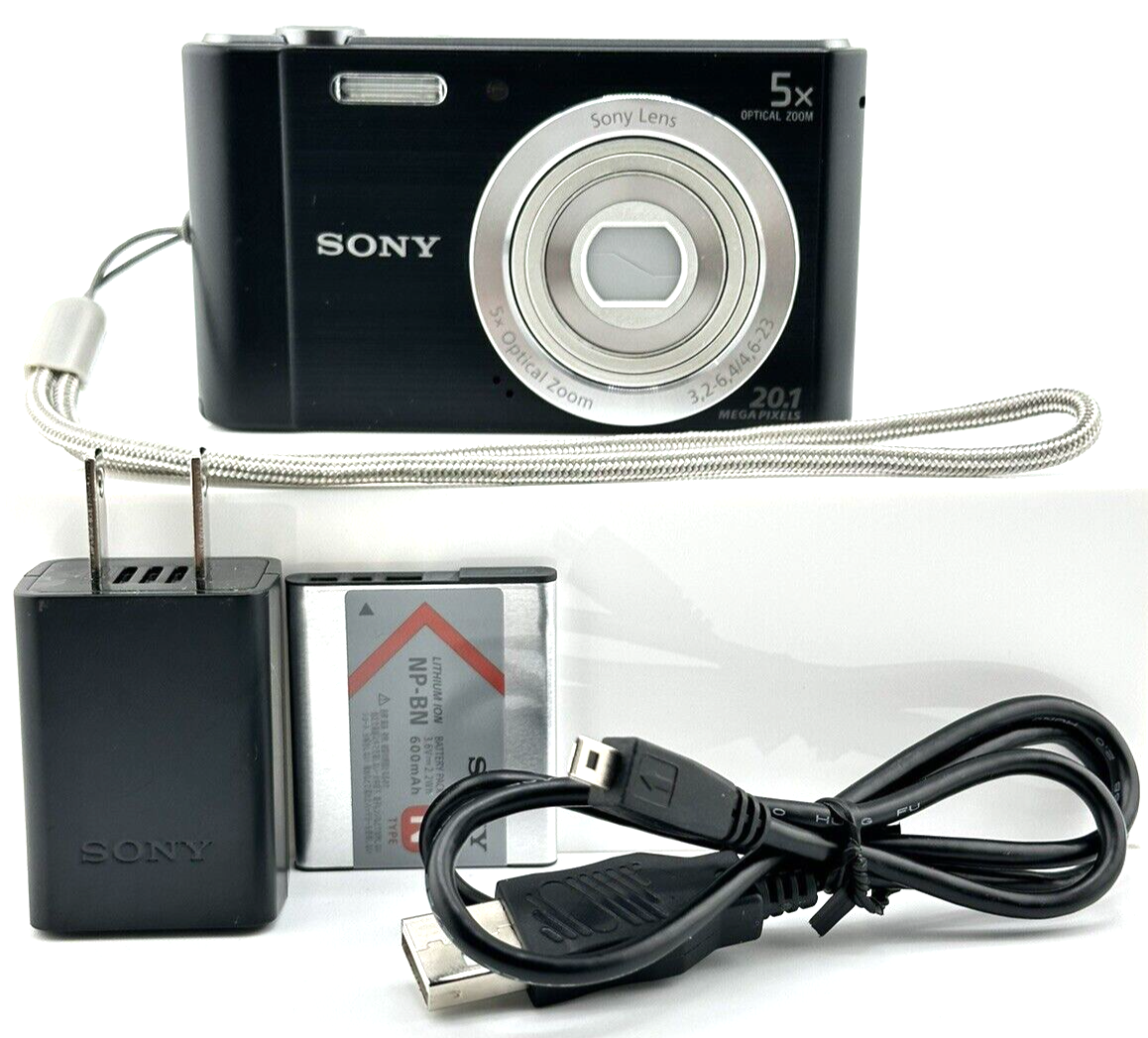 Sony CyberShot DSC W800 Digital Camera 20.1 MP 5x Zoom Black  Near MINT - $153.96