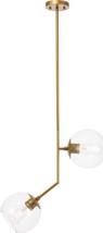 Pendant Light RYLAND 2-Light Brass Clear Glass Wire Metal Medium E26 60W - £171.22 GBP