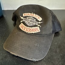Harley Davidson Snapback Hat Black Mesh Trucker Embroidered - $365.87 MXN