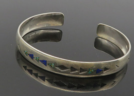 NAVAJO 925 Silver - Vintage Turquoise &amp; Lapis Lazuli Cuff Bracelet - BT4291 - $135.42