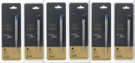 3 Blue 3 Black Parker Quink Flow Ball Point Pen Refills BallPen Medium brand New - £12.03 GBP