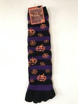 Halloween Pumpkin Toe Socks Purple Black Striped Knee High Long Fall Autumn NWT - £9.64 GBP