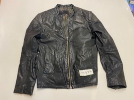 PAUL Vintage Leather Motorcycle Jacket Black Label 52 Armpit/armpit 21&quot;(mc877) - £50.39 GBP