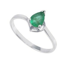 Natural Emerald Ring 5x7 mm Pear Emerald Designer Ring Emerald Promise Ring - £26.92 GBP