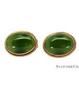 18K (750) Yellow Gold - Natural Green Jade Cabochon Cut: cufflinks - $1,276.11