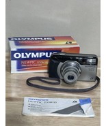 Olympus Newpic Zoom 90 Camera Black &amp; Silver APS Point &amp; Shoot 35mm w/Ba... - $27.67