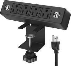 Desk Edge Power Strip with 4 USB Port Removable Clamp Power Outlet Socke... - $46.52