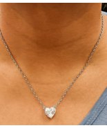 3Ct Coeur Simulé Diamant Solitaire Pendentif 14K Plaqué or Blanc Sans Ch... - $157.14 CAD