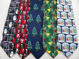 3 Xmas Christmas Santa Snowman Holiday Ornament Men,s Silk Neck Tie Neckties - £19.46 GBP