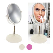 1 Dual Sided Vanity Makeup Mirror Tabletop 5X Magnifying Swivel Round Portable - £24.41 GBP