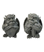 Set of 2 Gothic Notre Dame Gargoyle Shield And Sword Bearer Chimera Figu... - $2,293.14 MXN