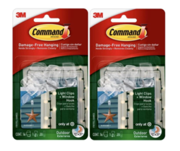 3M Command Christmas Holiday 16 Clear Light Clips + 1 Hook 2 Pack - £10.73 GBP