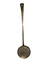 Antique / Vtg  16&quot; Cooking Slotted Spoon Ladle Brass,  Hanging - $11.35