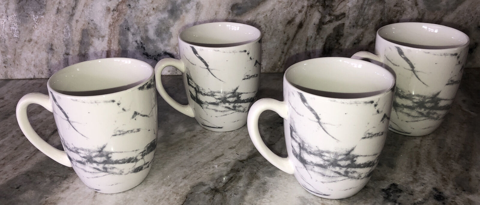 Royal Norfolk Marble Stoneware Coffee Mugs Dinnerware Cups New Set Of 4-SHIP24HR - £42.47 GBP