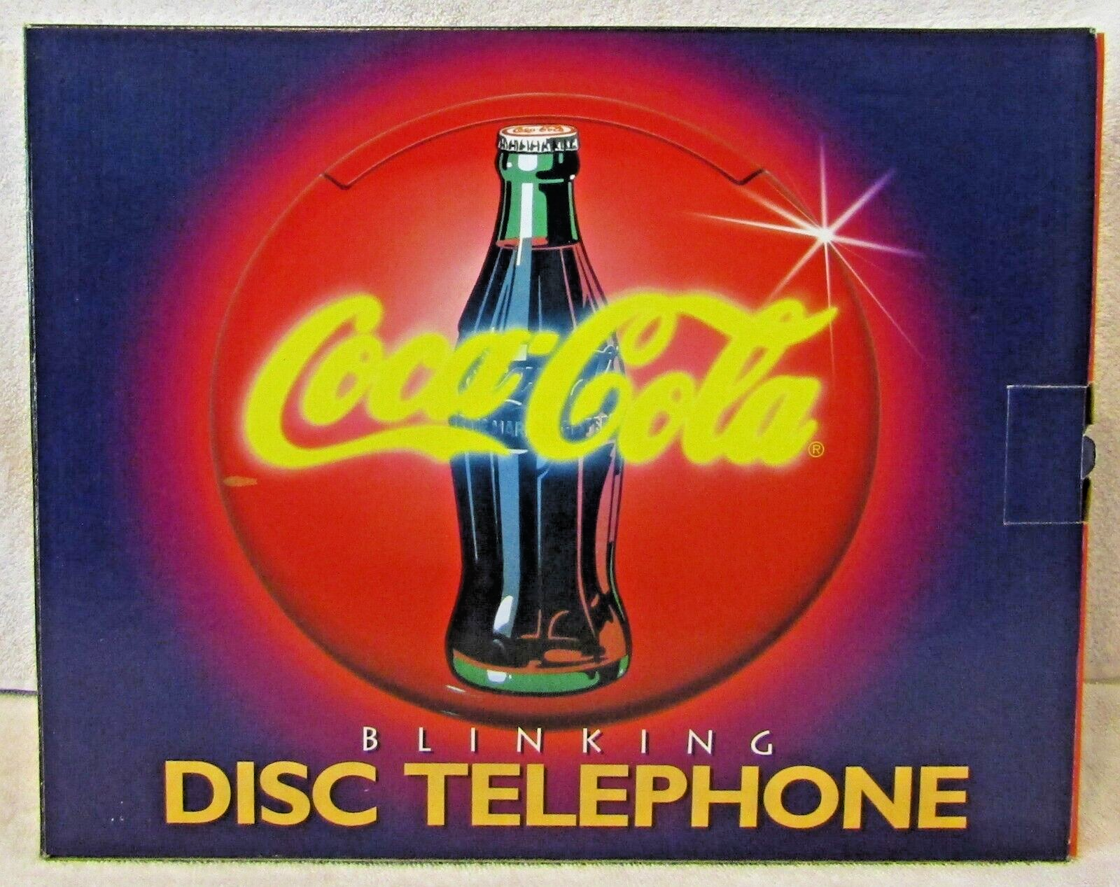 New Vintage 1995 COCA COLA Button Round Disc Blinking Landline Telephone in Box  - £54.43 GBP