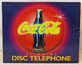 New Vintage 1995 COCA COLA Button Round Disc Blinking Landline Telephone in Box  - £55.38 GBP