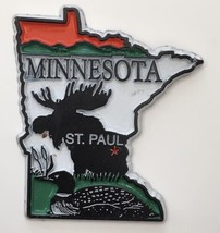 St. Paul Minnesota Rubber Fridge Magnet Moose and Duck State Shape Vintage - $6.00