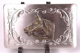 Vintage HORSE Belt Buckle-Rodeo-USA-Silver Tone - £16.07 GBP