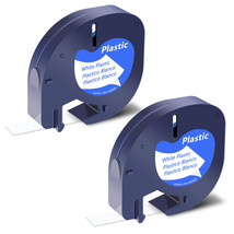 2 Pack Black On White Plastic Label Tape 1/2&#39;&#39; 12Mm For Dymo Letra Tag Lt 91331 - £13.61 GBP