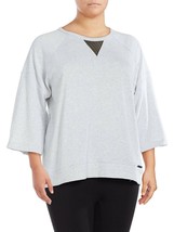 CALVIN KLEIN Womens Sweatshirt Mesh Inset Wide Sleeve Optic Heather XL $... - $17.99