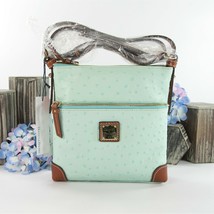 Dooney &amp; Bourke Light Aqua Ostrich Leather Letter Carrier Crossbody Bag NWT - £142.43 GBP