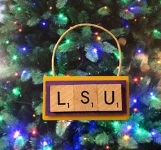 LSU Tigers Louisiana State Scrabble Tiles Christmas Ornament Handmade Holiday - £8.64 GBP