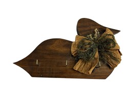 Vintage Recrea Wood Duck Wall Mount Key Holder Bow Embellished Cottagecore - £19.78 GBP