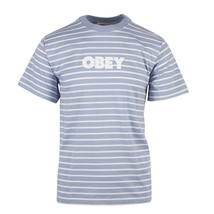 OBEY Men&#39;s Periwinkle White Stripe Bold Classic S/S T-Shirt - £13.84 GBP