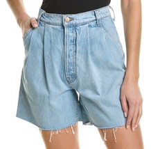 Mother Women&#39;s Snacks Pleated Denim Button Fly Fun Dip Shorts 25 NWT - £65.97 GBP