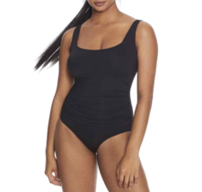 Anne Cole Sz 18W Live In Color Square Neck Swimsuit Black Slim One-Piece $102! - £17.40 GBP