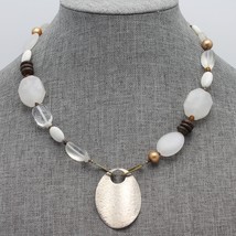Retired Silpada Sterling &amp; Brass White Jade Pearl Glass Coco Bead Necklace N1899 - £27.87 GBP