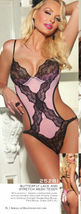 BUTTERFLY STRETCH &amp; LACE TEDDY UNDERWIRE CUPS ADJUSTABLE STRAPS THONG BACK - $14.99