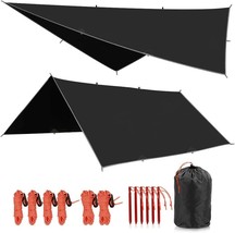 Black/Green Redcamp Hammock Rain Fly, 10/12-Feet Tent Tarp, Waterproof And - £34.33 GBP